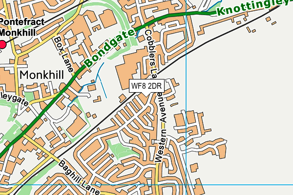 WF8 2DR map - OS VectorMap District (Ordnance Survey)