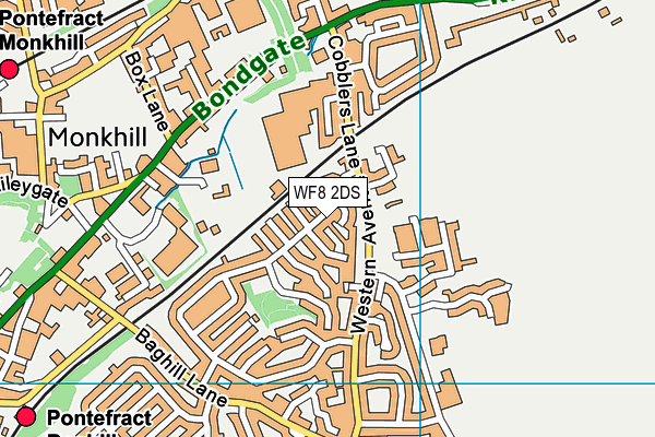 WF8 2DS map - OS VectorMap District (Ordnance Survey)