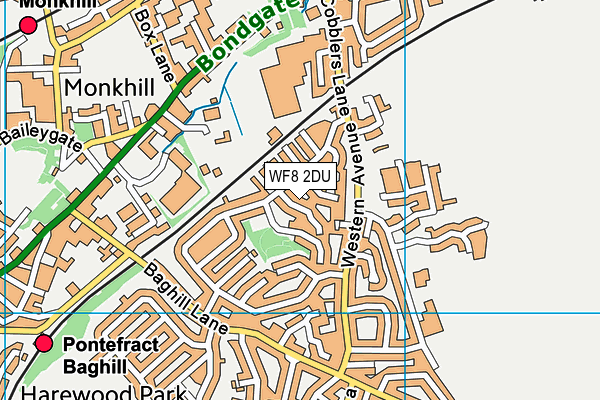 WF8 2DU map - OS VectorMap District (Ordnance Survey)