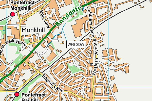 WF8 2DW map - OS VectorMap District (Ordnance Survey)