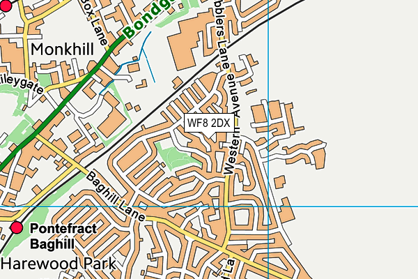 WF8 2DX map - OS VectorMap District (Ordnance Survey)