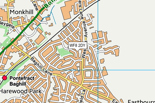 WF8 2DY map - OS VectorMap District (Ordnance Survey)