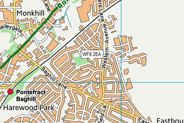WF8 2EA map - OS VectorMap District (Ordnance Survey)