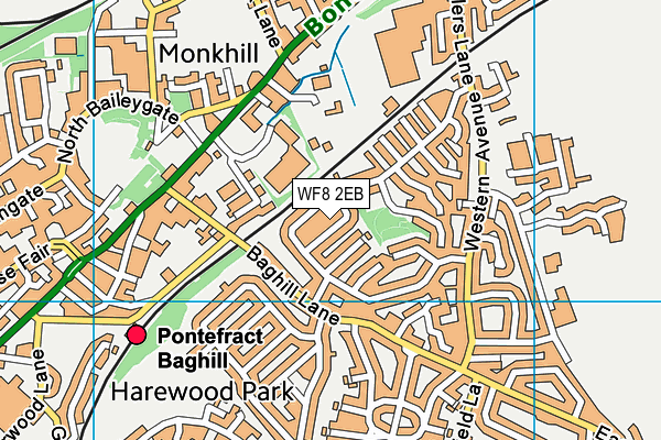 WF8 2EB map - OS VectorMap District (Ordnance Survey)