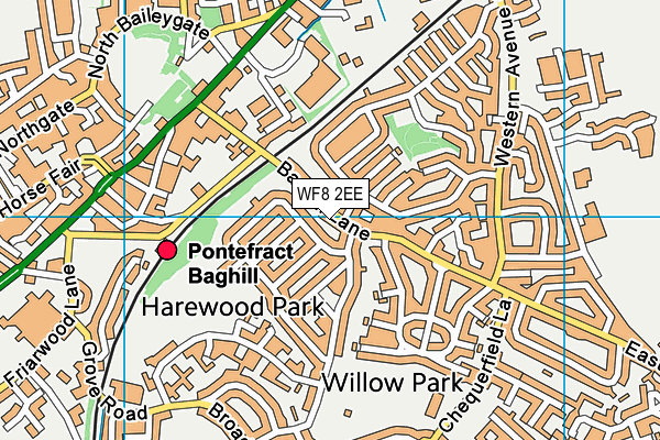 WF8 2EE map - OS VectorMap District (Ordnance Survey)