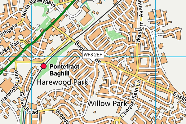 WF8 2EF map - OS VectorMap District (Ordnance Survey)