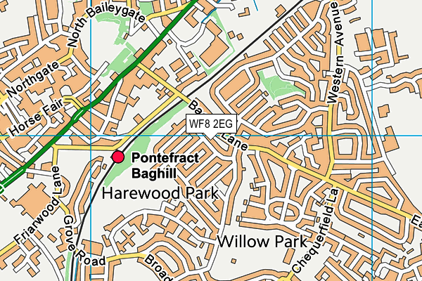 WF8 2EG map - OS VectorMap District (Ordnance Survey)