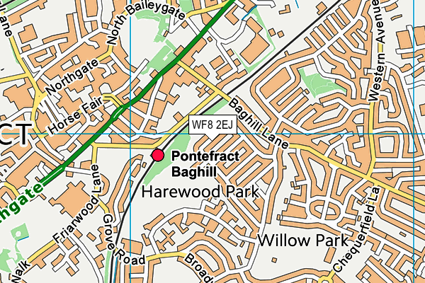 WF8 2EJ map - OS VectorMap District (Ordnance Survey)