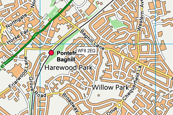 WF8 2EQ map - OS VectorMap District (Ordnance Survey)