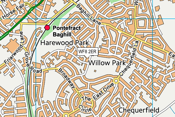 Harewood Centre Nursery School map (WF8 2ER) - OS VectorMap District (Ordnance Survey)