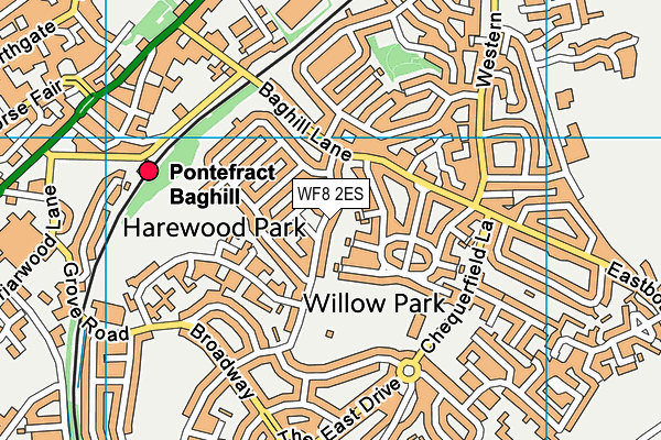 Pontefract Sports And Social Fc map (WF8 2ES) - OS VectorMap District (Ordnance Survey)