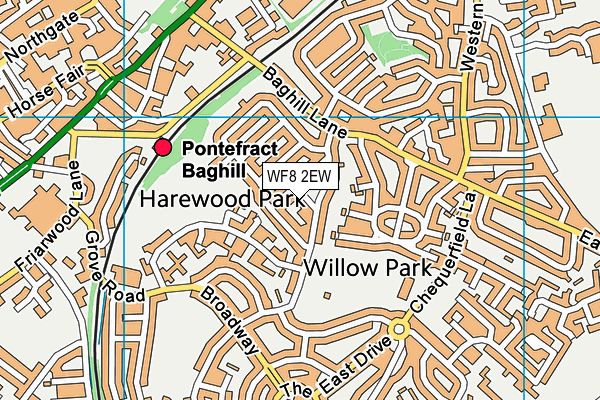 WF8 2EW map - OS VectorMap District (Ordnance Survey)