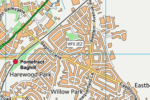 WF8 2EZ map - OS VectorMap District (Ordnance Survey)