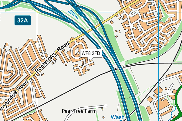 WF8 2FD map - OS VectorMap District (Ordnance Survey)