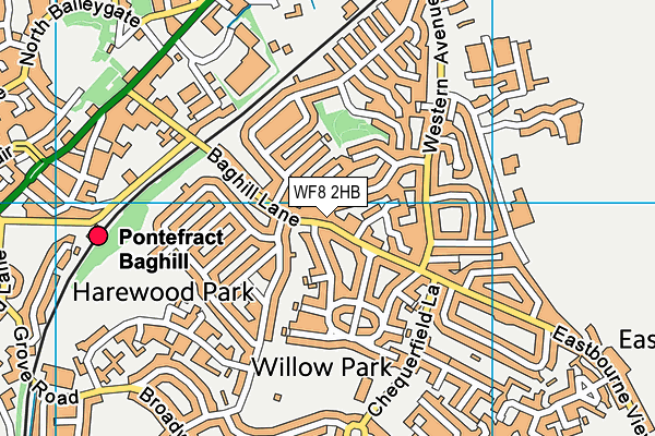 WF8 2HB map - OS VectorMap District (Ordnance Survey)