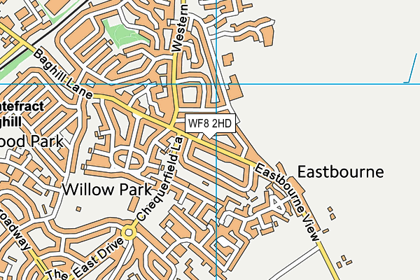 WF8 2HD map - OS VectorMap District (Ordnance Survey)