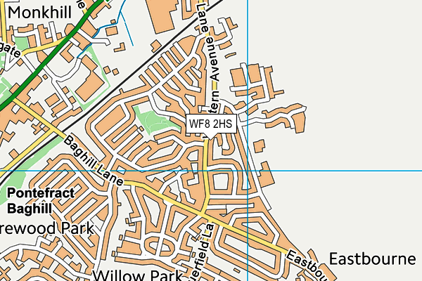 WF8 2HS map - OS VectorMap District (Ordnance Survey)