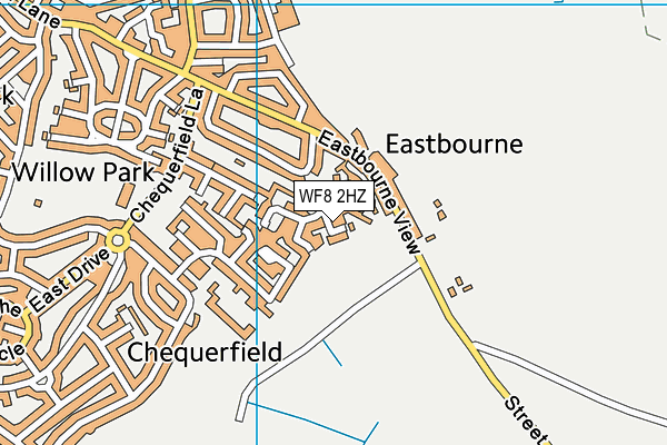 WF8 2HZ map - OS VectorMap District (Ordnance Survey)