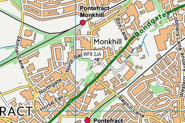 WF8 2JA map - OS VectorMap District (Ordnance Survey)