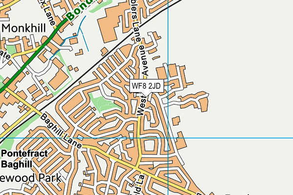 WF8 2JD map - OS VectorMap District (Ordnance Survey)