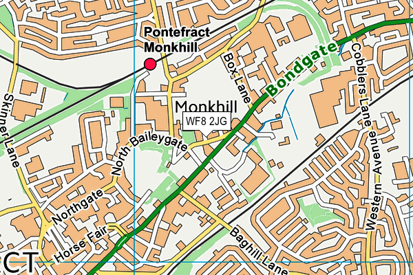 WF8 2JG map - OS VectorMap District (Ordnance Survey)