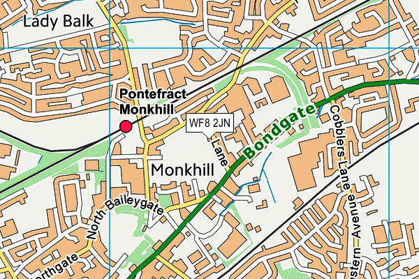 WF8 2JN map - OS VectorMap District (Ordnance Survey)