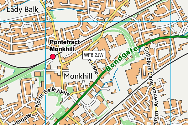 WF8 2JW map - OS VectorMap District (Ordnance Survey)