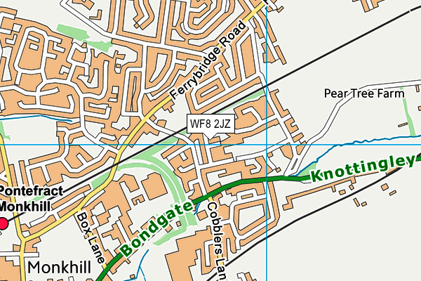 WF8 2JZ map - OS VectorMap District (Ordnance Survey)