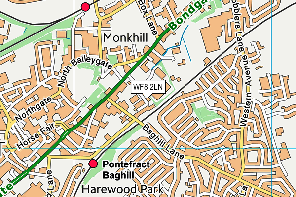 WF8 2LN map - OS VectorMap District (Ordnance Survey)