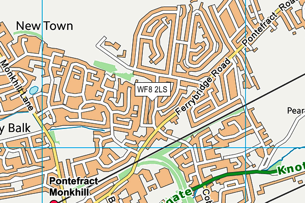 WF8 2LS map - OS VectorMap District (Ordnance Survey)