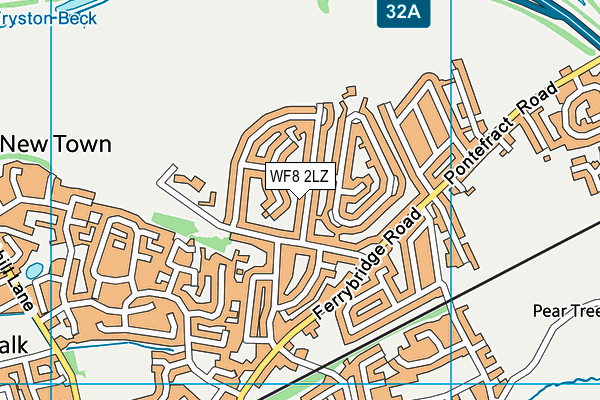 WF8 2LZ map - OS VectorMap District (Ordnance Survey)