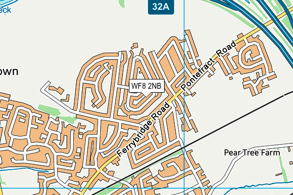 WF8 2NB map - OS VectorMap District (Ordnance Survey)