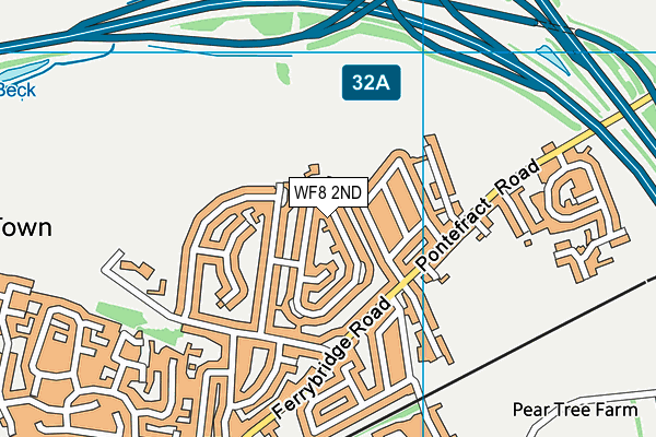 WF8 2ND map - OS VectorMap District (Ordnance Survey)