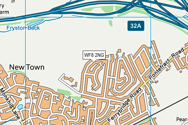 WF8 2NG map - OS VectorMap District (Ordnance Survey)