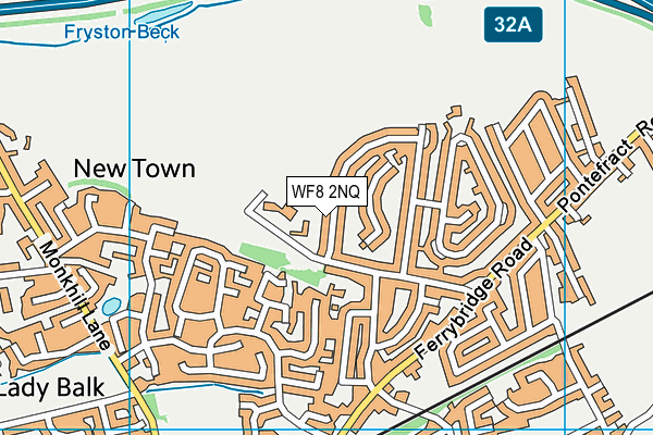 WF8 2NQ map - OS VectorMap District (Ordnance Survey)