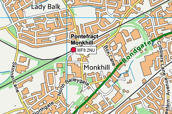 WF8 2NU map - OS VectorMap District (Ordnance Survey)