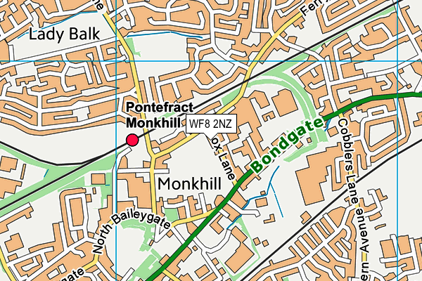 WF8 2NZ map - OS VectorMap District (Ordnance Survey)