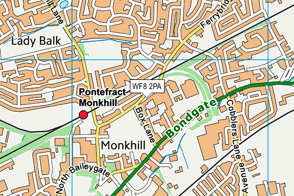 WF8 2PA map - OS VectorMap District (Ordnance Survey)