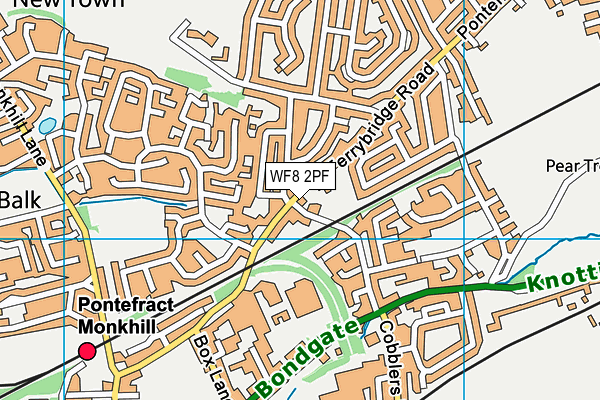 WF8 2PF map - OS VectorMap District (Ordnance Survey)