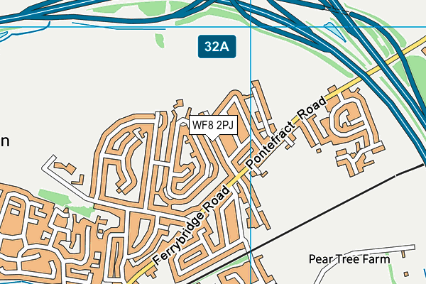 WF8 2PJ map - OS VectorMap District (Ordnance Survey)