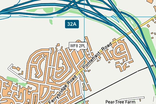 WF8 2PL map - OS VectorMap District (Ordnance Survey)