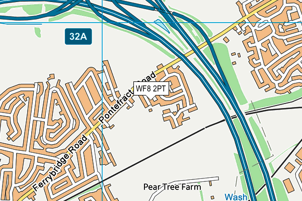WF8 2PT map - OS VectorMap District (Ordnance Survey)