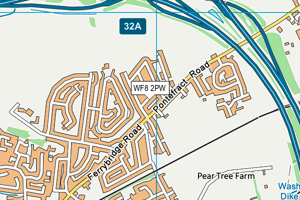 WF8 2PW map - OS VectorMap District (Ordnance Survey)