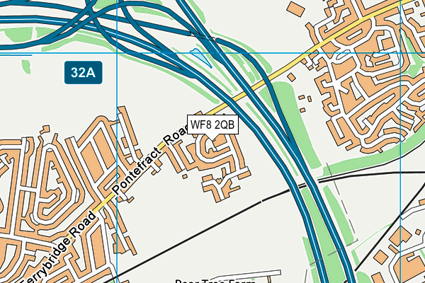 WF8 2QB map - OS VectorMap District (Ordnance Survey)