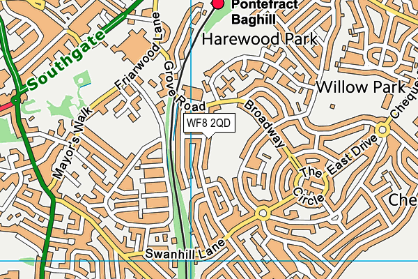 WF8 2QD map - OS VectorMap District (Ordnance Survey)