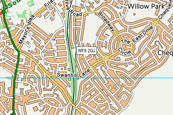 WF8 2QJ map - OS VectorMap District (Ordnance Survey)