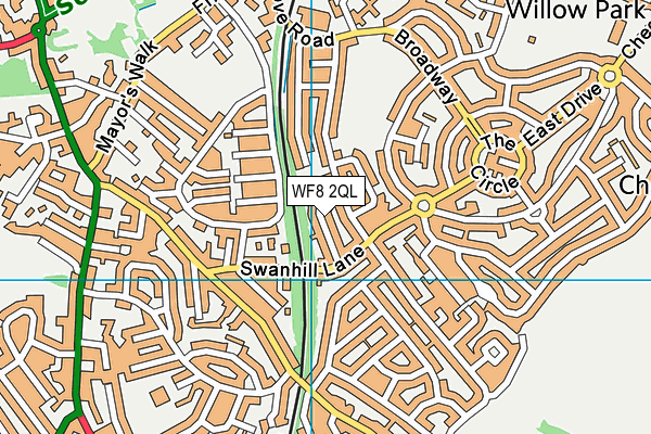 WF8 2QL map - OS VectorMap District (Ordnance Survey)