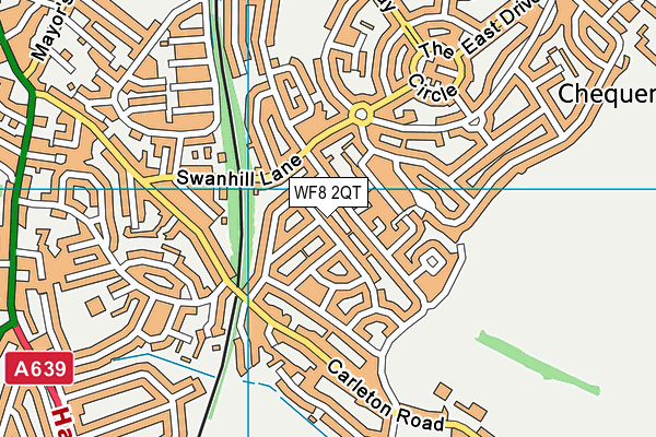 WF8 2QT map - OS VectorMap District (Ordnance Survey)