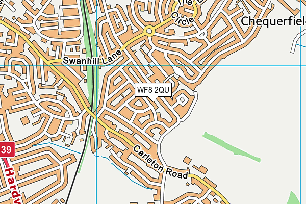 WF8 2QU map - OS VectorMap District (Ordnance Survey)