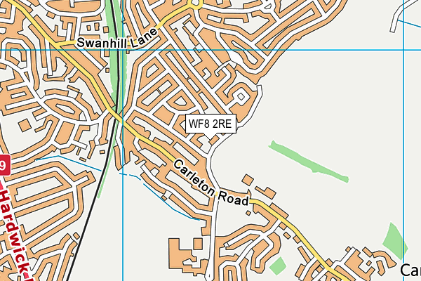 WF8 2RE map - OS VectorMap District (Ordnance Survey)